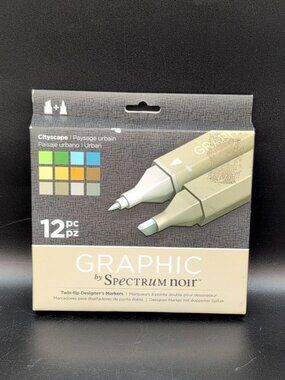 Spectrum Noir Graphic Dual Tip Brush Alcohol Markers Urban Cityscape 12 Pcs